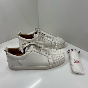 Louboutin Louis Junior Spikes Sneakers - Calf leather - White